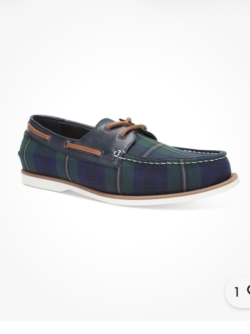 Club Room Navy and Green Plaid Boat Shoes size 9